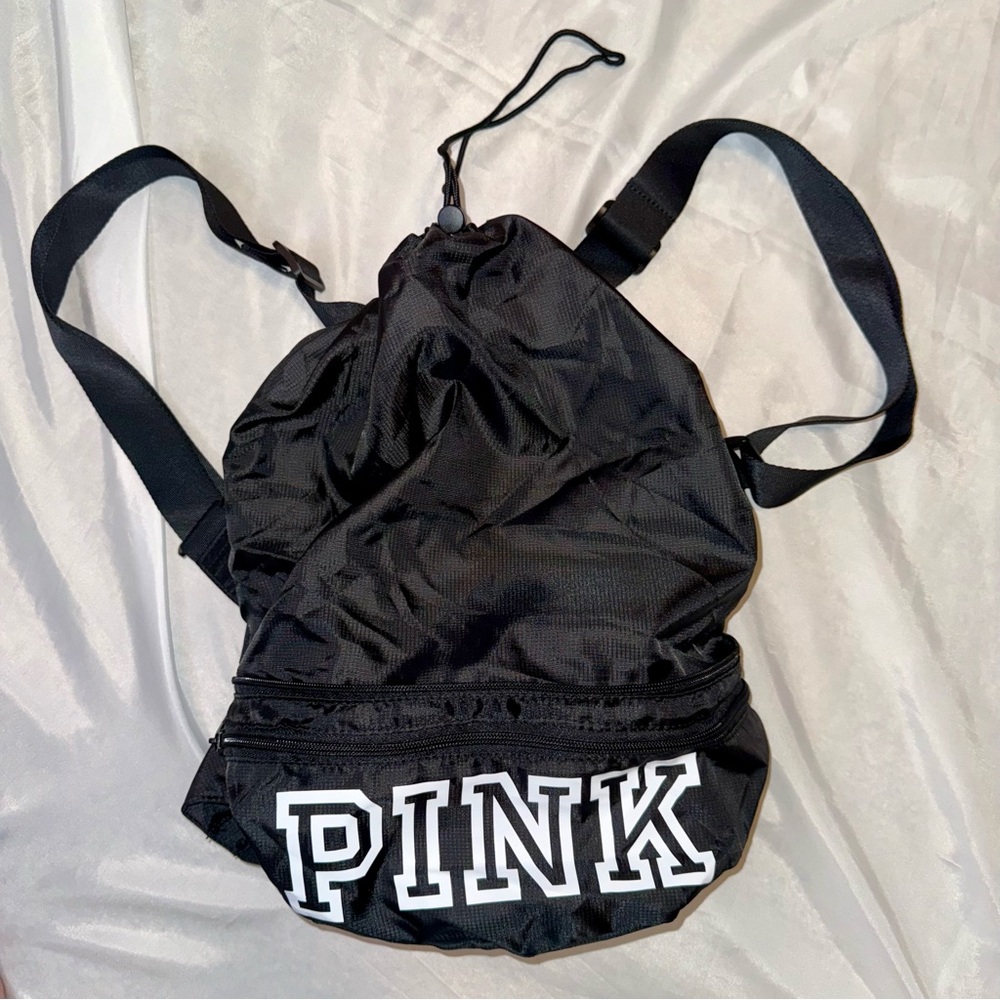 PINK Victoria’s Secret Black White Convertible Backpack Fanny Waist Pack - Picture 3 of 11